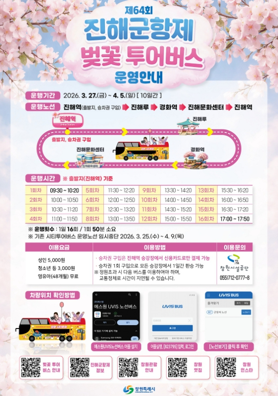 진해 군항제 벚꽃 투어버스 포스터