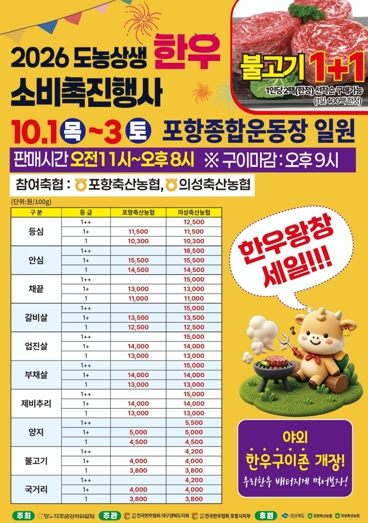 2026 도농상생 한우 소비촉진행사 포스터