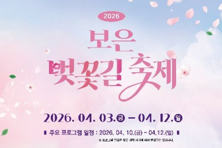 보은군, 벚꽃길 축제 4월 3~12일 개최, 20km 벚꽃길 체류형 프로그램 운영